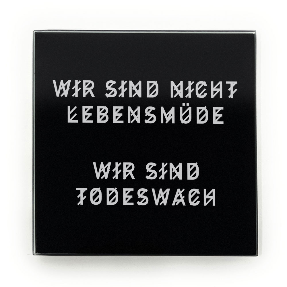 10cm Todeswach - Robustes Echtglas Brettchen, 10x10cm, mit Stoffsäckchen