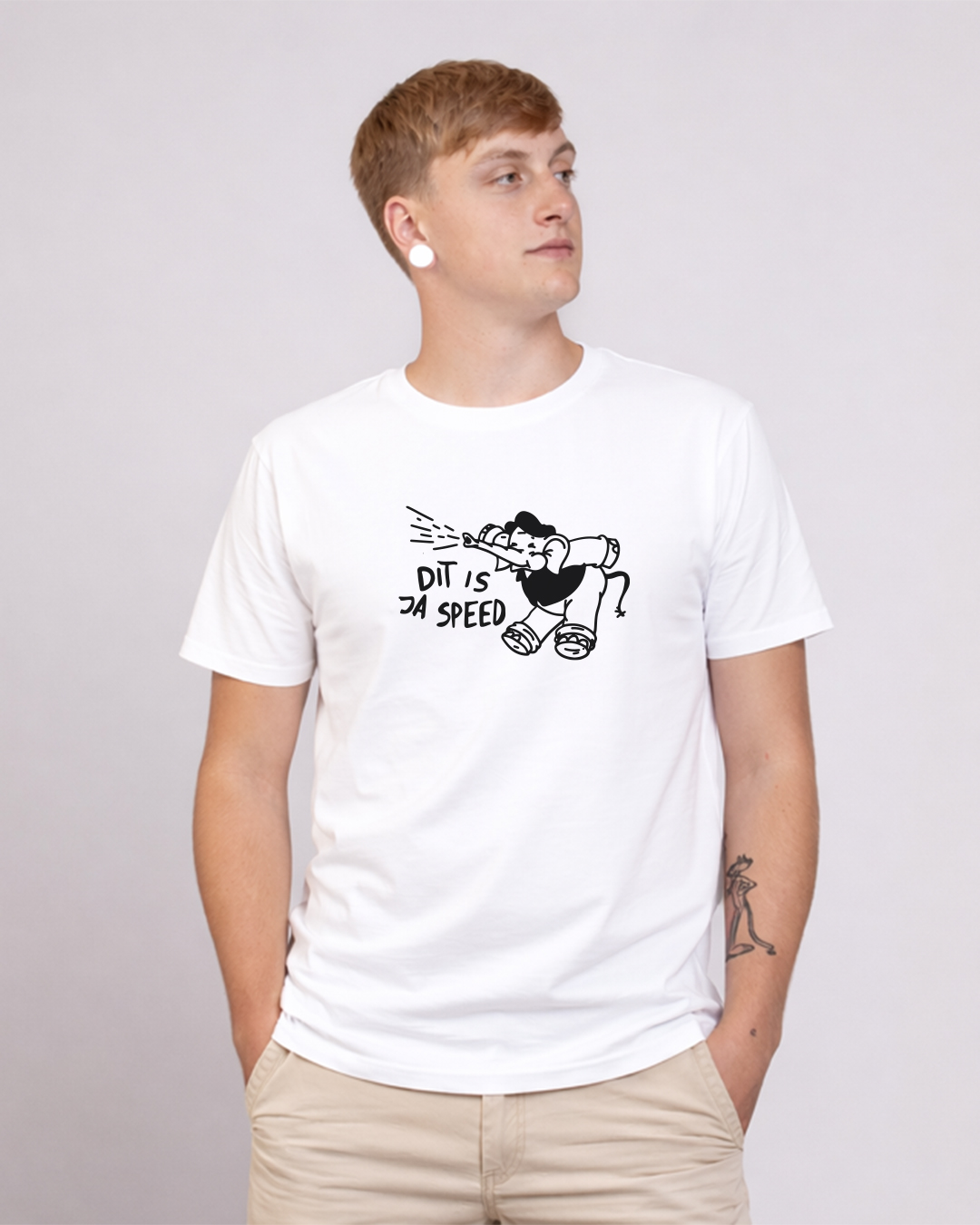 Speed - Herren Ringspun Shirt Weiß - Junkie Tattoos