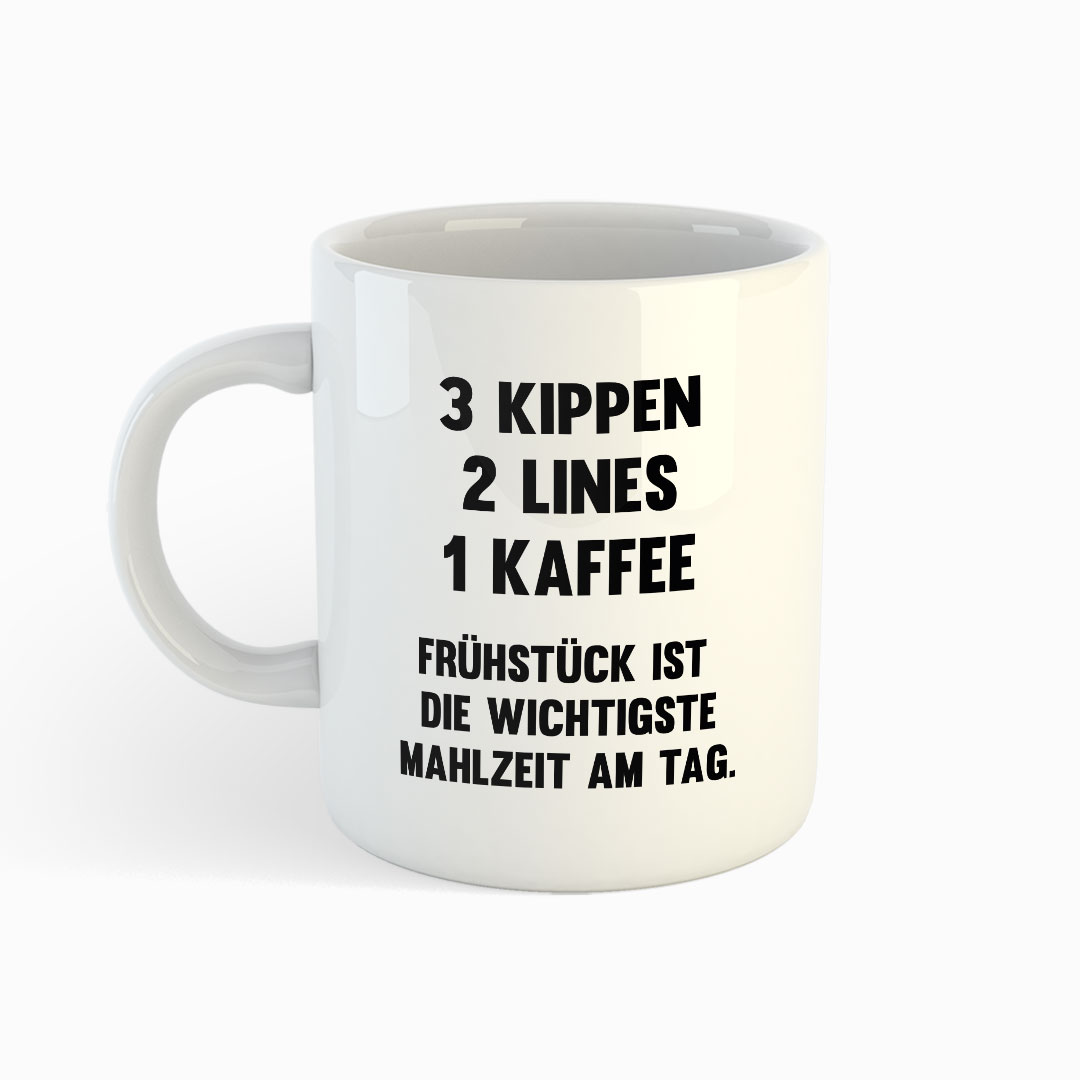 3 Kippen - Weiße Tasse