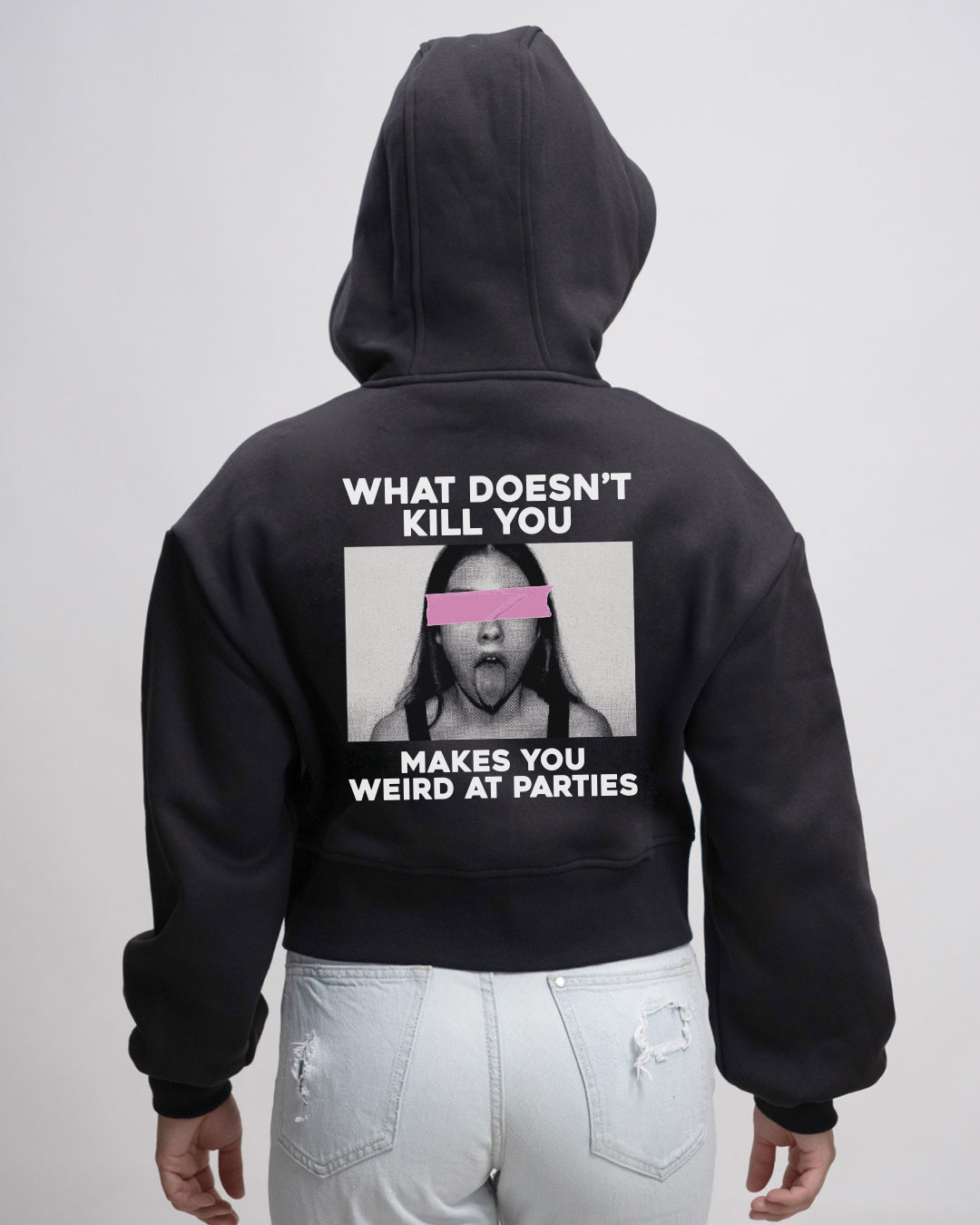 Weird at parties - Oversized Crop Sweat-Jacke mit Reißverschluss