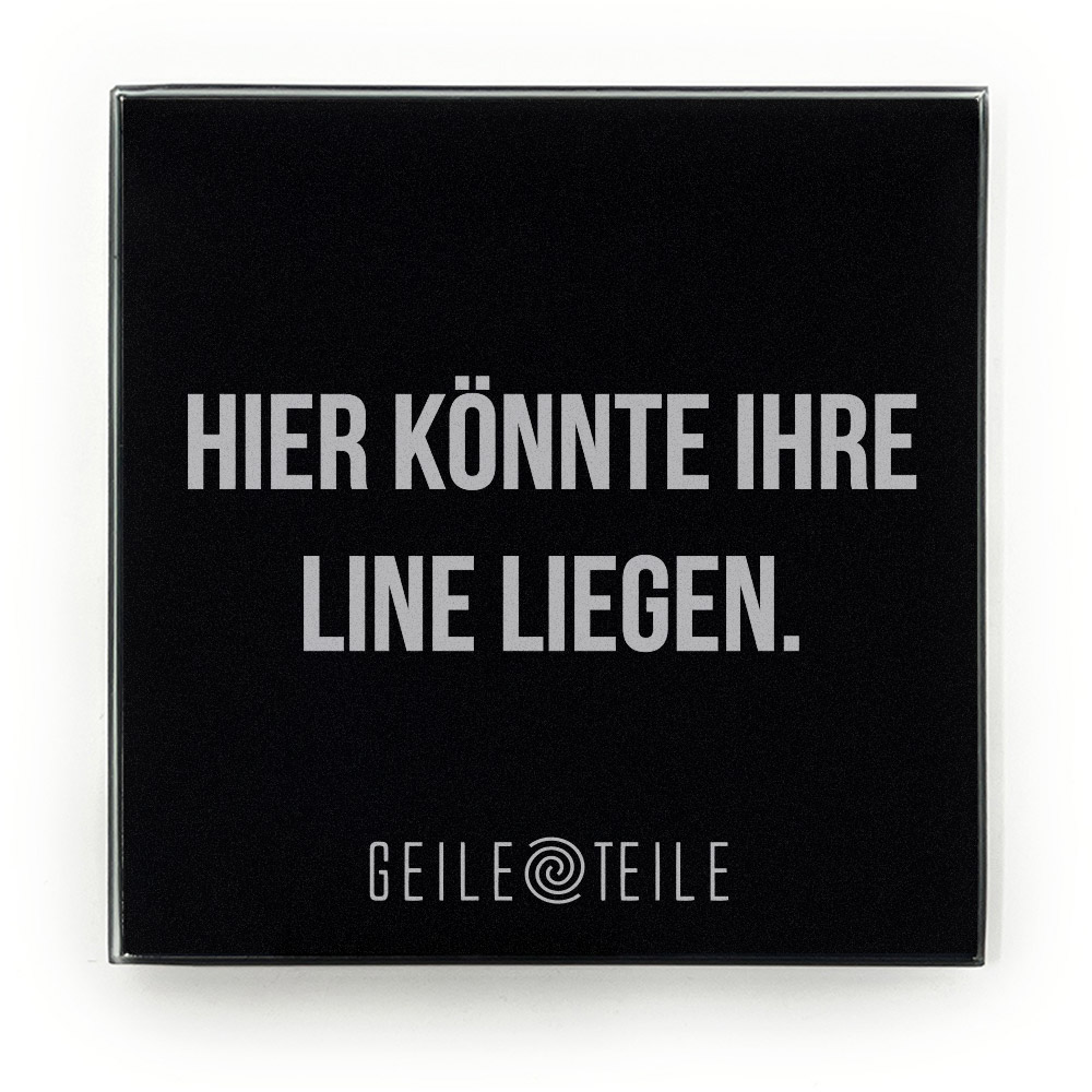 10cm Hier könnte - Robustes Echtglas Brettchen, 10x10cm mit Stoffsäckchen & Kartenhalter