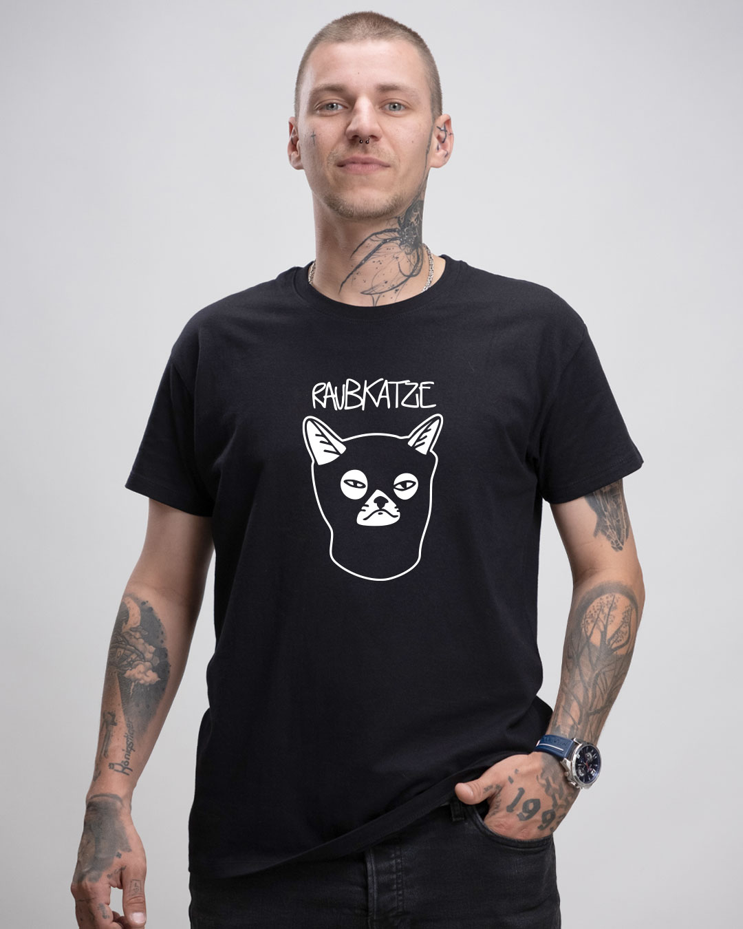 Raubkatze - Herren Ringspun Shirt - Junkie Tattoos