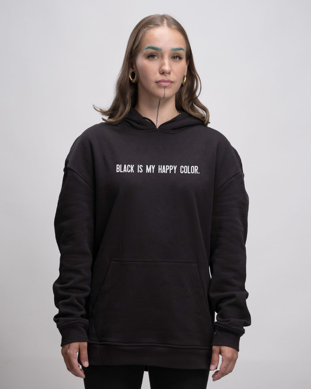 Black Happy Color - Oversized Hoodie