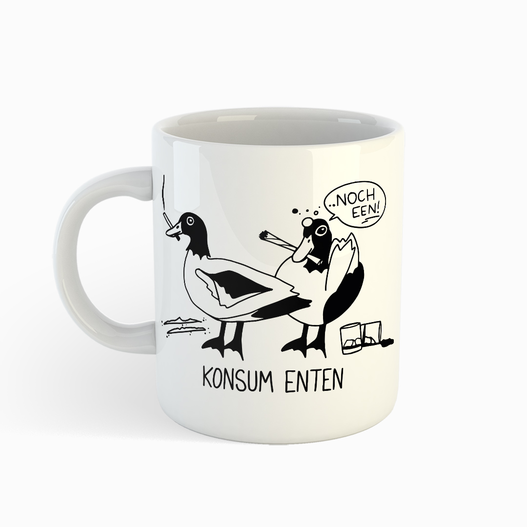 Konsum Enten - Tasse weiß - Junkie Tattoos
