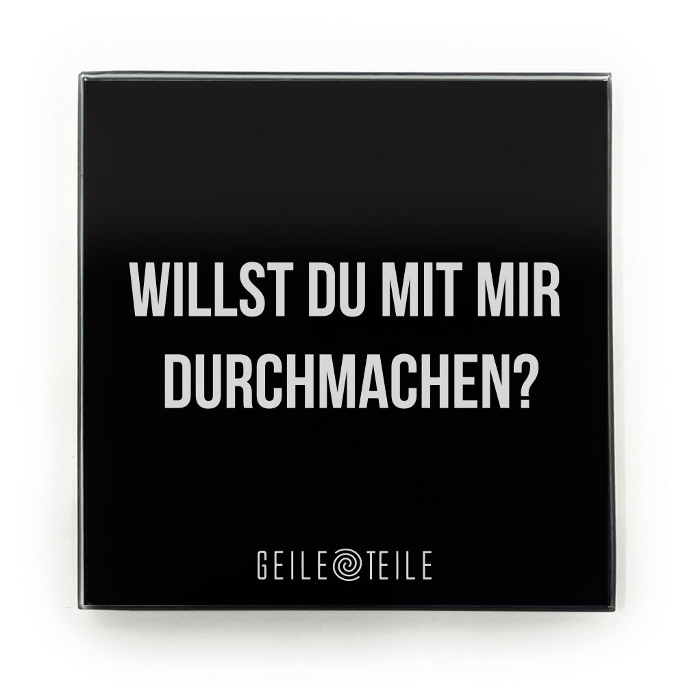 10cm Durchmachen - Robustes Echtglas Brettchen, 10x10cm, mit Stoffsäckchen