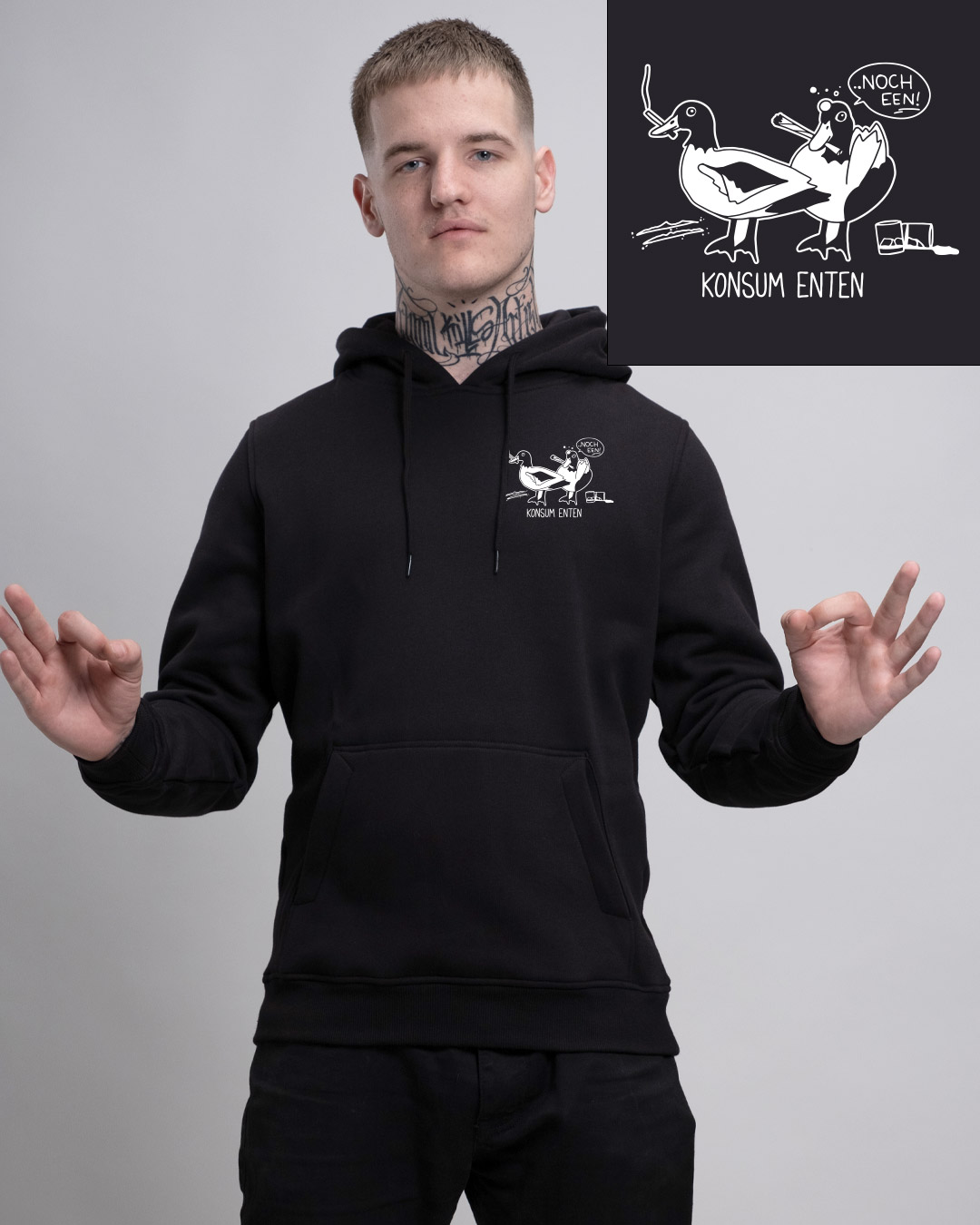 Konsum Enten - Heavy Hoodie - Junkie Tattoos