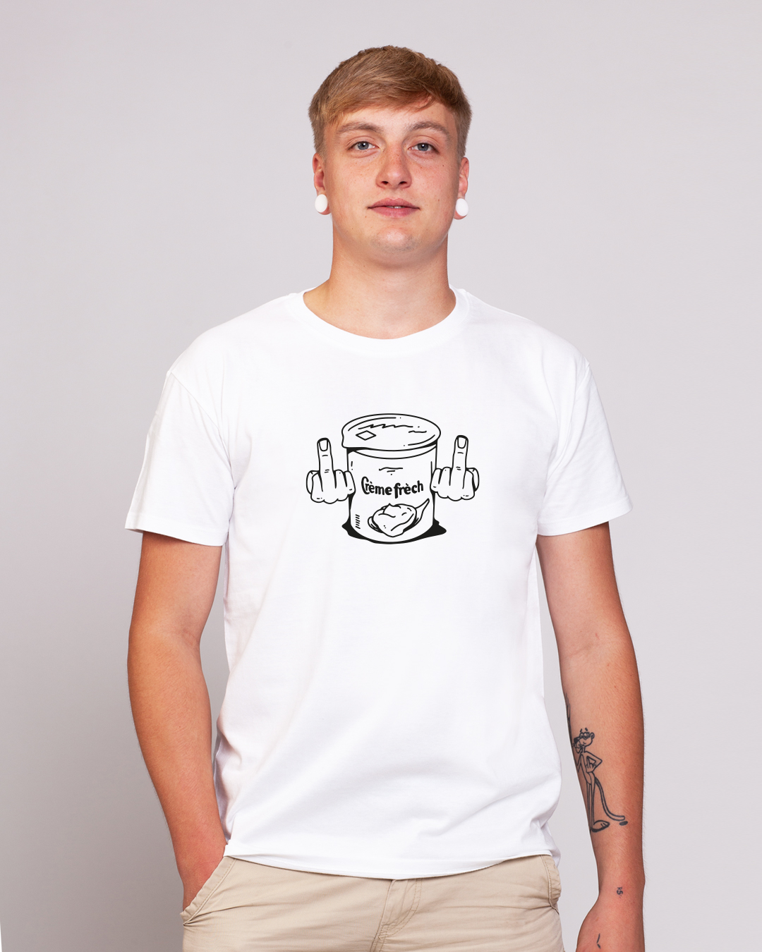 Creme Frech / Großer Print - Herren Ringspun Shirt - Junkie Tattoos