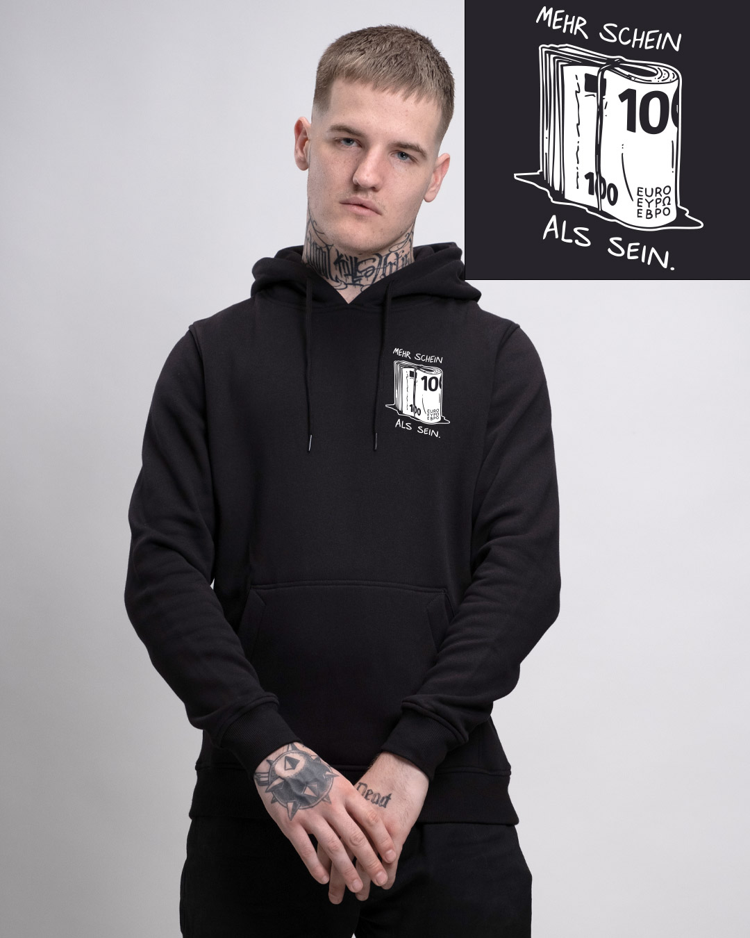 Mehr Schein - Heavy Hoodie - Junkie Tattoos