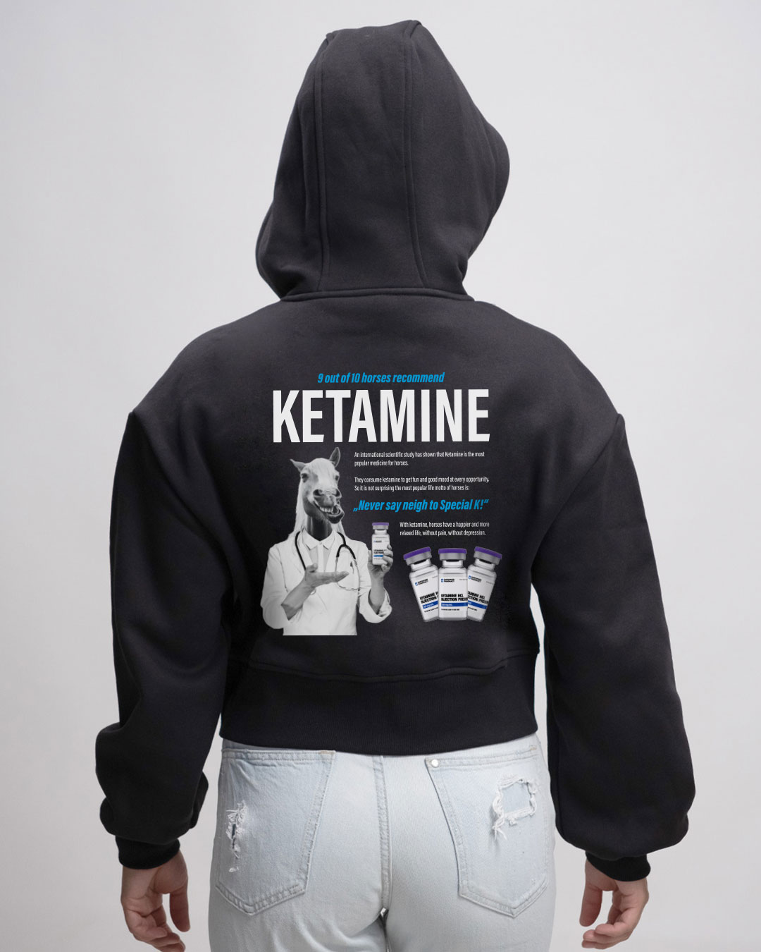 Ketamine - Oversized Crop Sweat-Jacke mit Reißverschluss