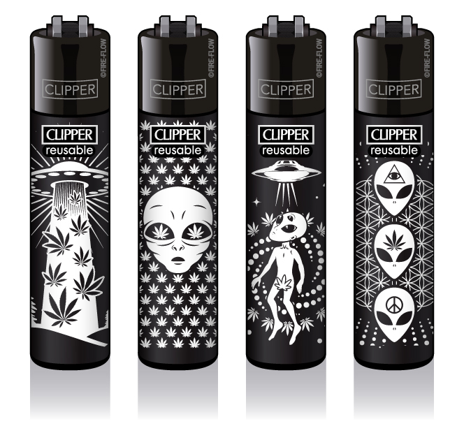 4er Set CLIPPER Feuerzeuge - 420 Aliens #2
