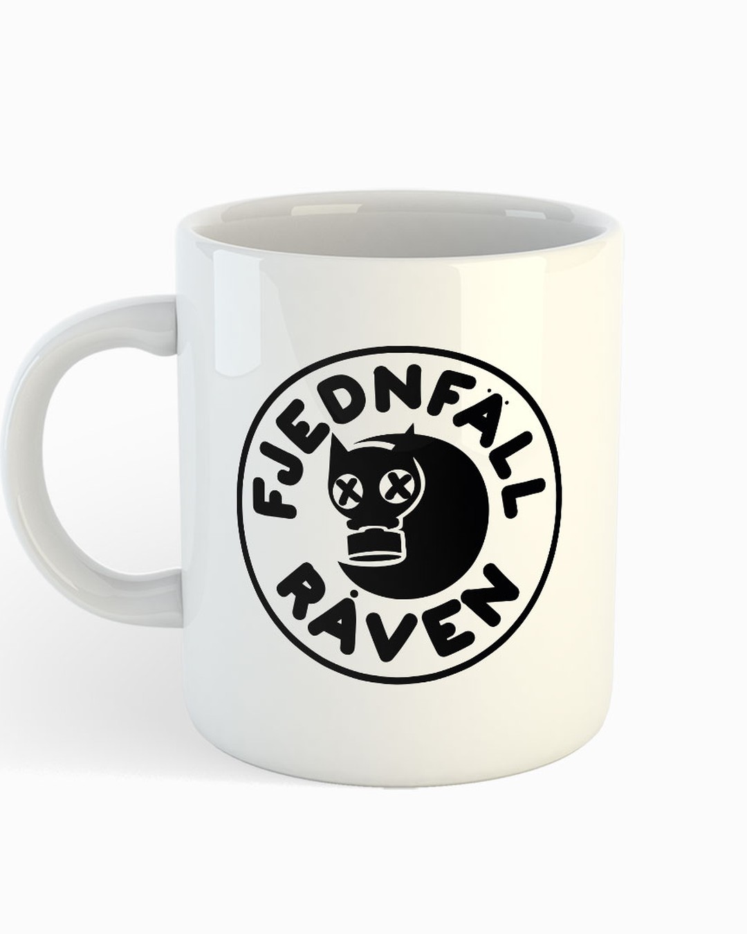 Fjednfall Raven - Weiße Tasse (Aufdruck Schwarz)