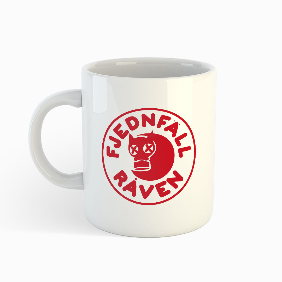 Fjednfall Raven - Weiße Tasse (Aufdruck Rot)