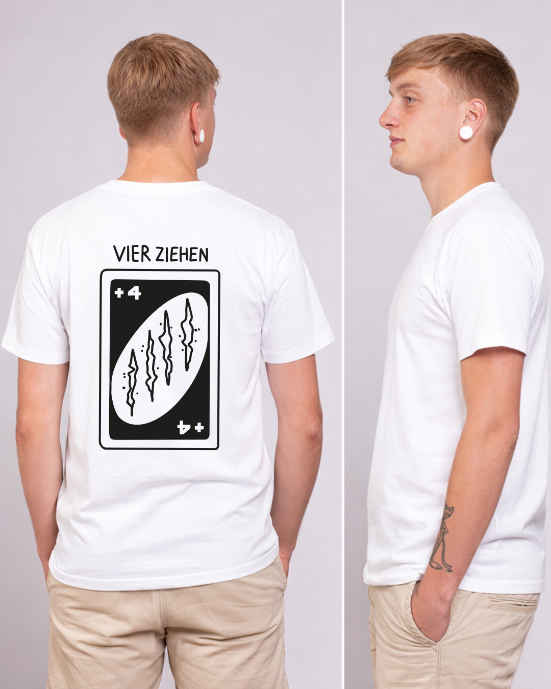 Vier Ziehen / Großer Print - Herren Ringspun Shirt - Junkie Tattoos