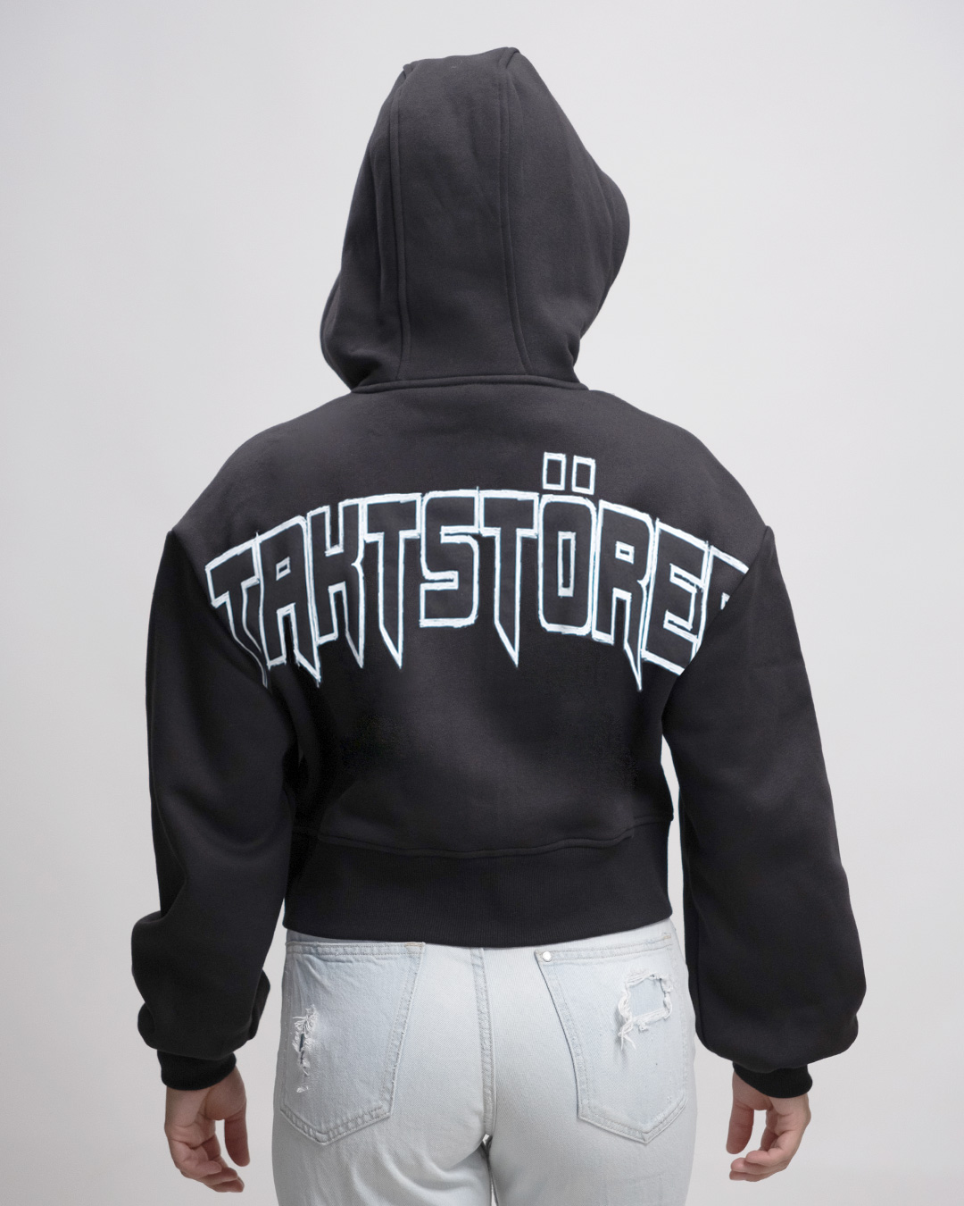 TAKTSTÖRER - Oversized Crop Hoodie-Jacke mit Zipper