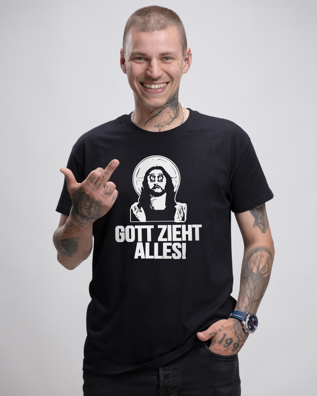 Gott zieht alles Herren Basic T-Shirt