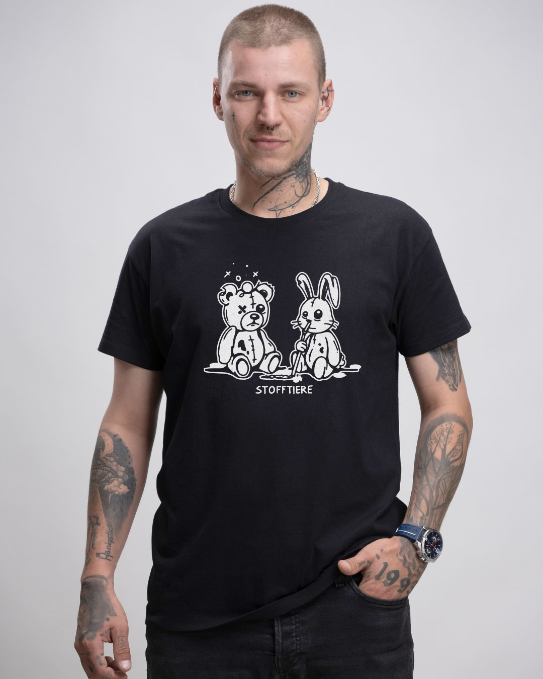 Stofftiere - Herren Ringspun Shirt - Junkie Tattoos