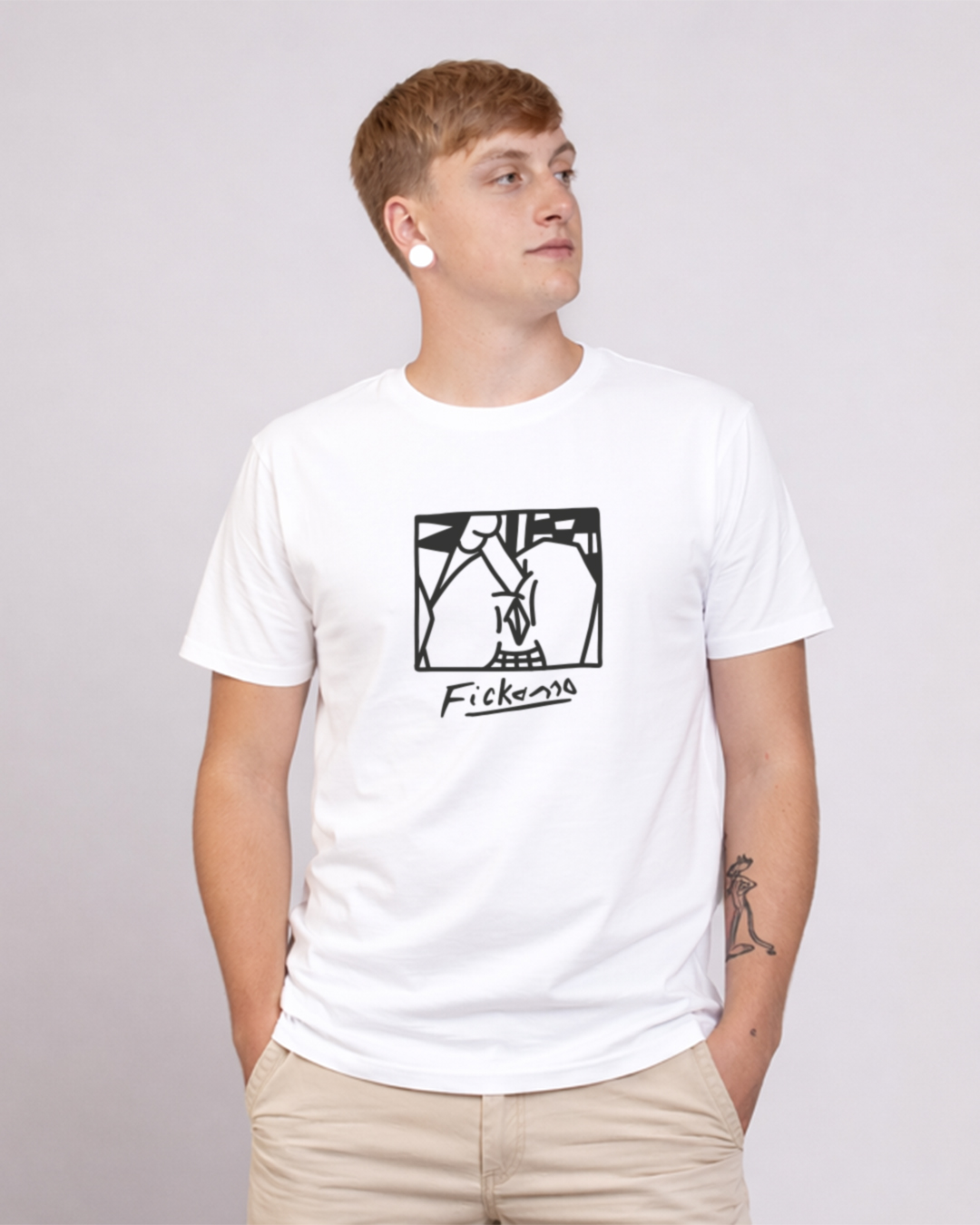 Fickasso / Großer Print - Herren Ringspun Shirt - Junkie Tattoos