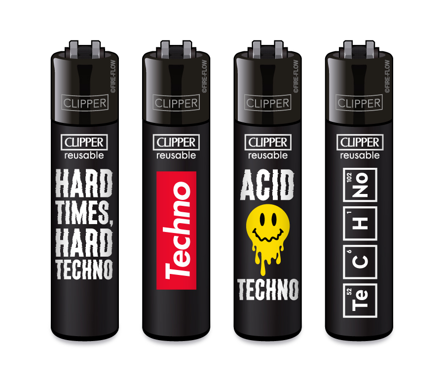 4er Set CLIPPER Feuerzeuge - Techno #2