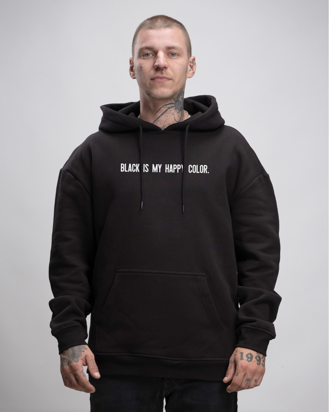 Black Happy Color - Oversized Hoodie