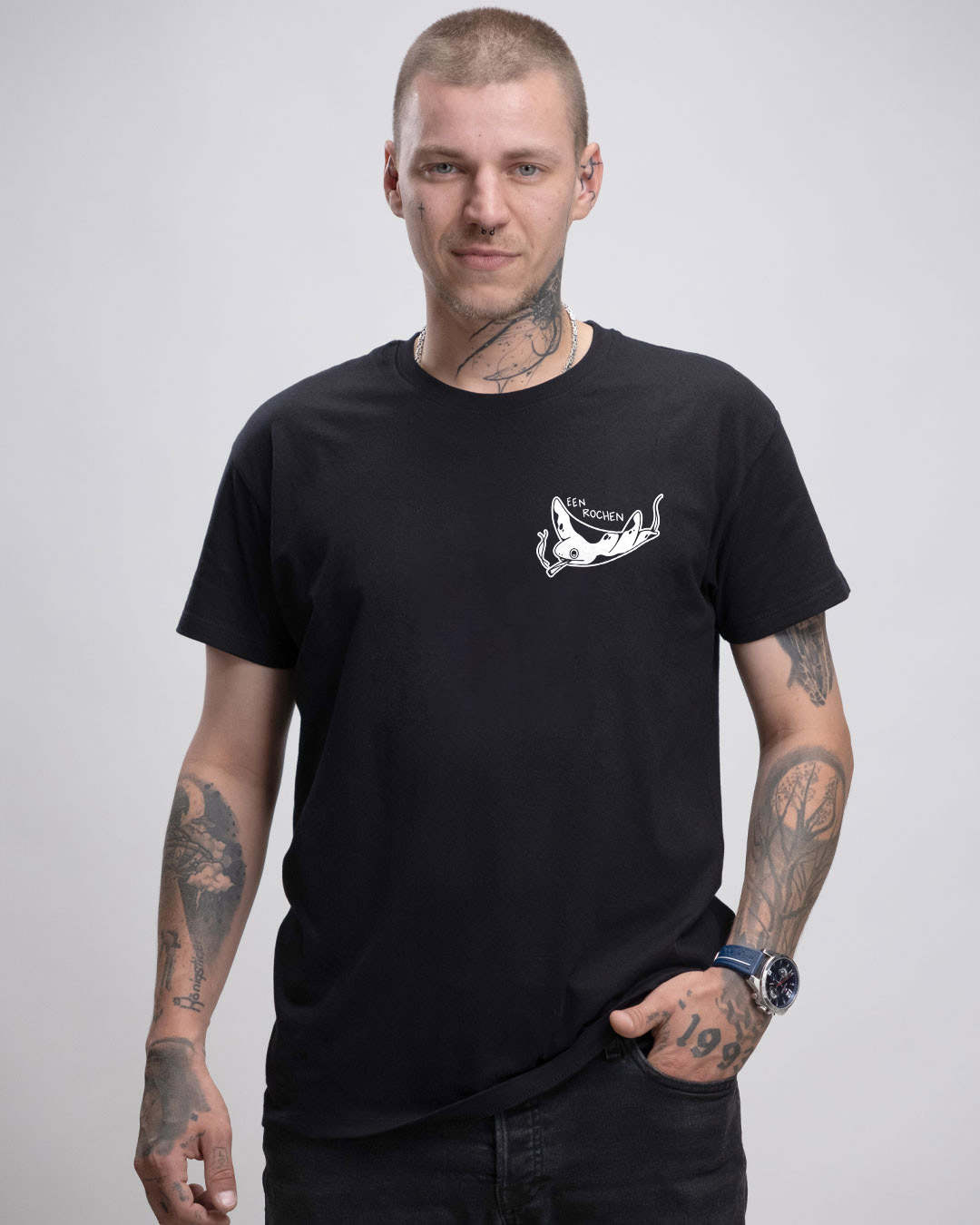 Een Rochen - Herren Ringspun Shirt - Junkie Tattoos