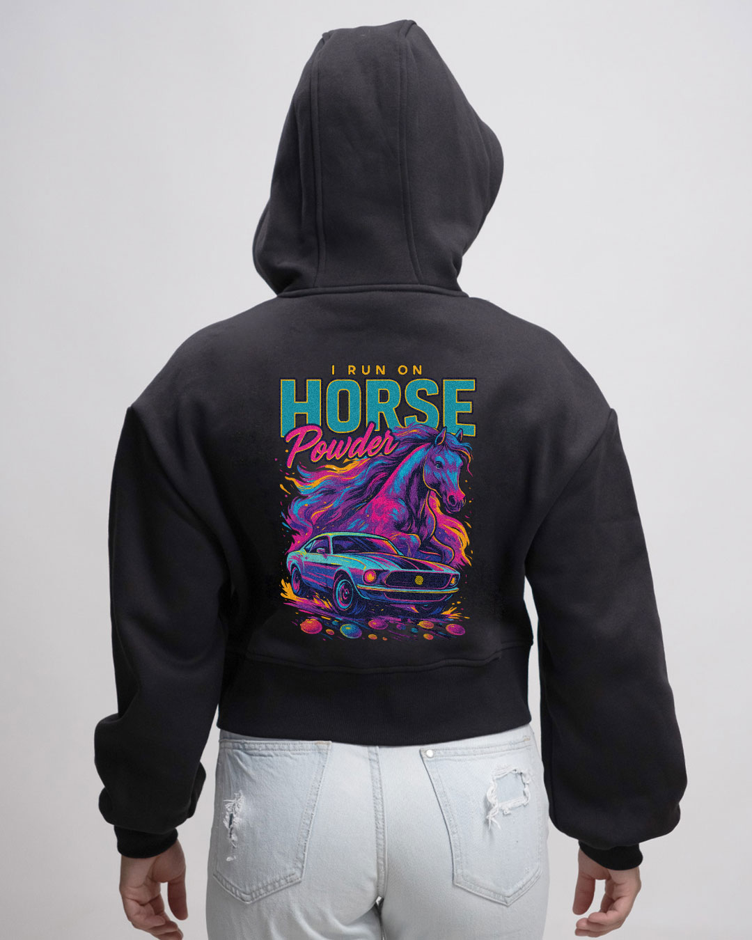 Horse Powder - Oversized Crop Sweat-Jacke mit Reißverschluss